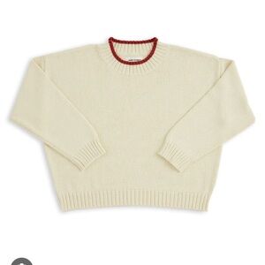 James Street Co Blake Pullover Sweater - Natural with Red Trim